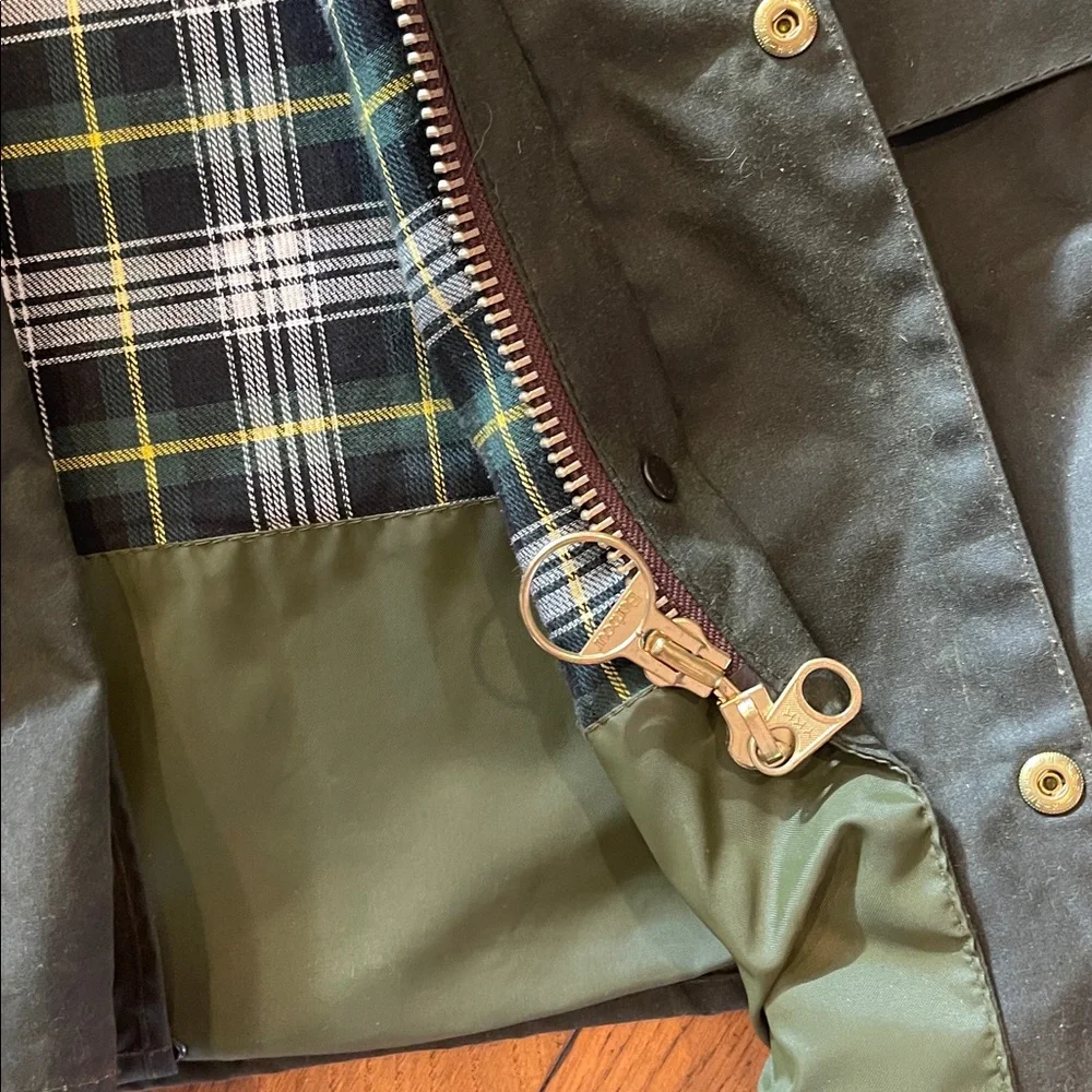 Barbour Men's oil waxed canvas Dark Green Military Field Jacket Men’s L - Picture 3 of 6